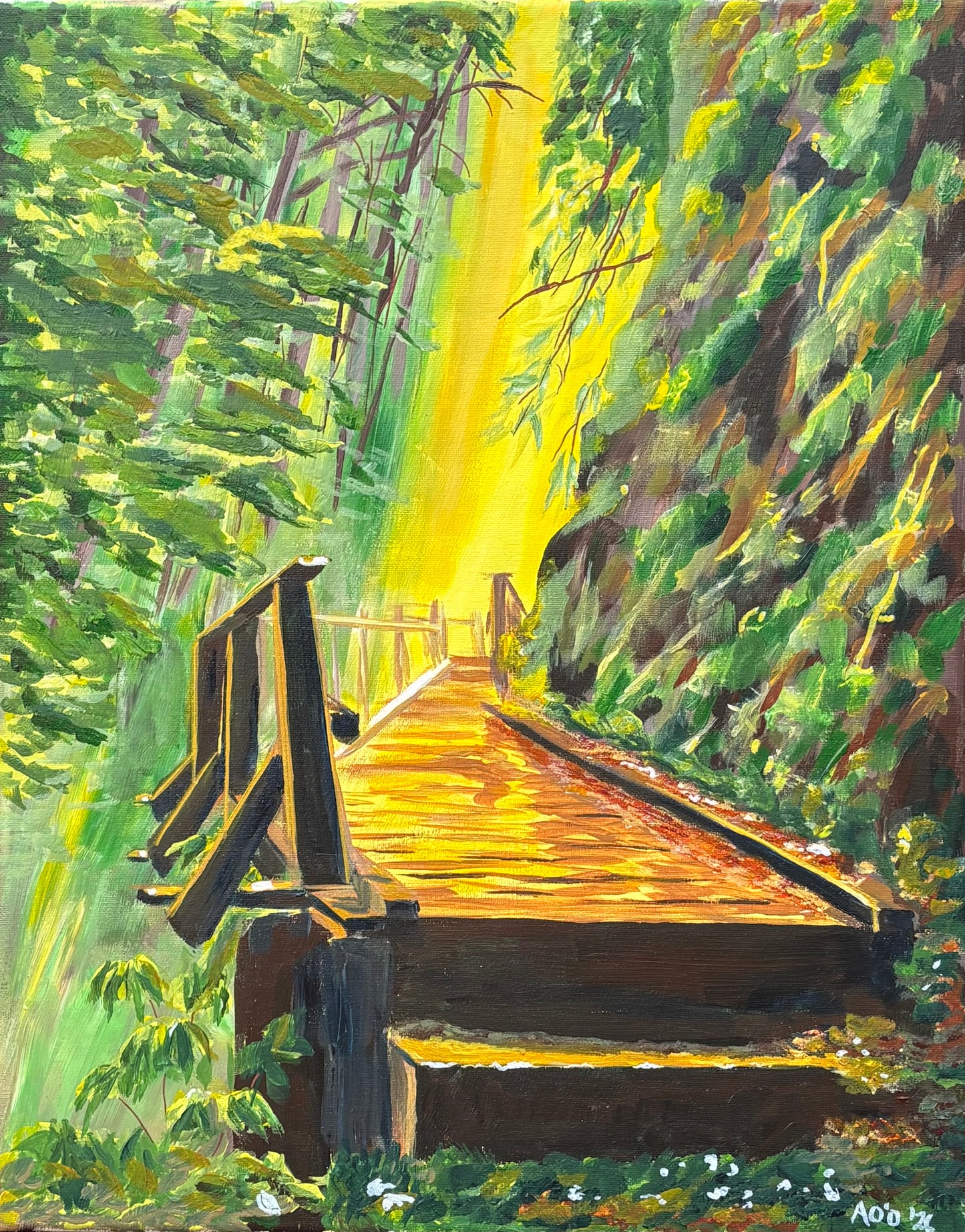 Golden Light on a Tropical New England Hike -- SOLD
